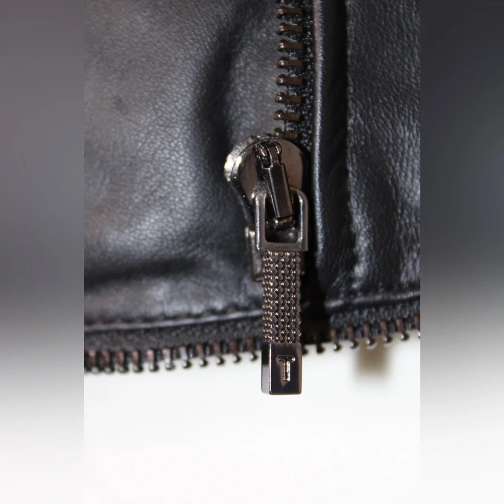 Ted Baker Black Yaswin 100% Ovine Leather Biker Jacket - Picture 13 of 17